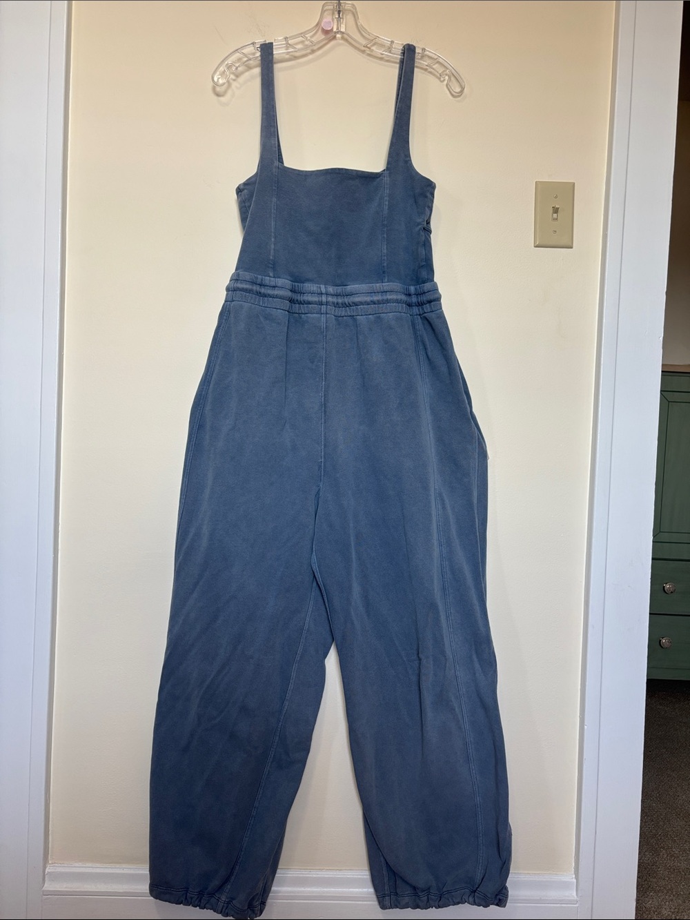 Free People Movement Inbound Onesie Sleeveless Blue Jumpsuit Drawstring Waist - Picture 6 of 15